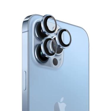 Imagem de iTedel Protetor de lente de câmera para iPhone 13 Pro e 13 Pro Max capa de anel de alumínio de vidro temperado, HD transparente, correspondência de design de câmera para iPhone, antirreflexo,