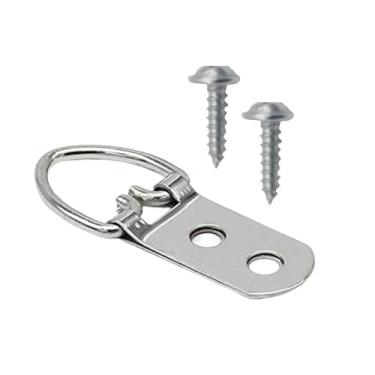 Imagem de PERFORMORE Pacote com 20 ganchos de imagem em anel D com 40 parafusos, moldura de orifício duplo resistente para pendurar molduras, pinturas, relógios, arte em ganchos, ferragens para imagens