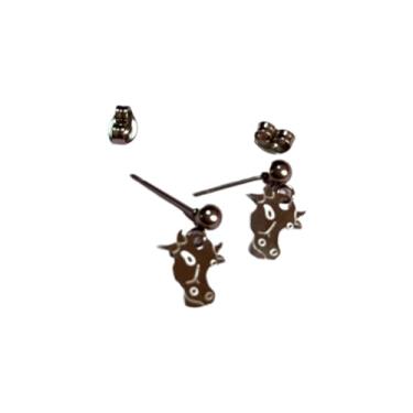 Imagem de Par de Brinco em Aço Inox Boi Touro Peão Peoa Rodeio