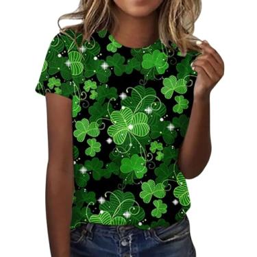 Imagem de Camiseta feminina de São Patrício com estampa da bandeira irlandesa túnica verde 2024 roupas modernas do dia de São Patrício, Verde menta, P