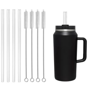 Imagem de Canudo de substituição para copo Stanley 1,134 g/1,814 g, escova de limpeza de palha extra longa para copo Stanley Quencher H2.0 FlowState aço inoxidável isolado a vácuo