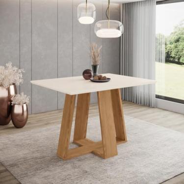 Imagem de Mesa de Jantar 4 Lugares 1,2m Tampo MDF Canto Reto Lins Henn
