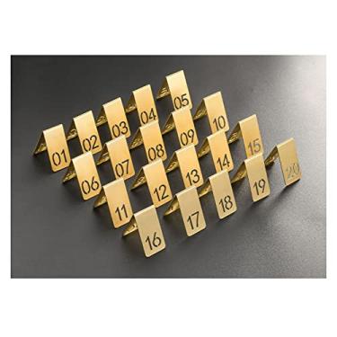 Imagem de Hollow Double Sides Standing Table Numbers, 1-20 Desk Sign Plates Restaurant Cafe Bar Brass Table Marker Reserved Seat Card 1PCS (Color : 65x35mm, Size : 8)