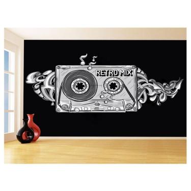 Imagem de Papel De Parede 3D Musica Fita Retrô Mix Tape 3,5M Mus35