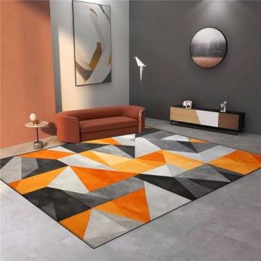 Imagem de Tapetes de decoração para casa para sala de estar, sofá geométrico laranja, mesas de centro, tapetes antiderrapantes para quarto, fiapos, grátis 9,180 x 280 cm, 71 x 110 pol.