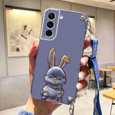 Imagem de Para Samsung Galaxy S 21 22 23 Crossbody Lanyard Strap Case S21 S23 S20 Fe S22 Plus Ultra S21fe Suporte Capa de silicone, TZXGS Cinza Azul, para S10 Plus