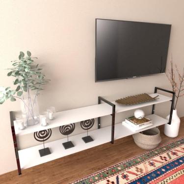 Imagem de Rack Prateleira Industrial Home Parede Hack Bancada Rack Rak Branco Off White