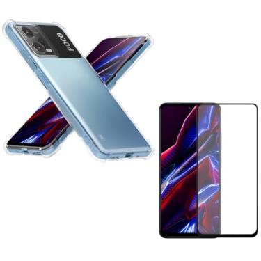 Imagem de Capa Capinha Anti Impacto + Película Premium 9D Cerâmica Para Poco X5 Tela De 6,67 Polegadas - (Bluepink)