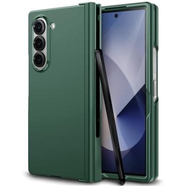 Imagem de DNTMZIN Capa para Samsung Z Fold 5 com S Pen, com proteção de dobradiça, protetor de tela externo embutido, capa protetora de celular slim fit para Samsung Galaxy Z Fold 5, verde 018-ZFOLD5-02