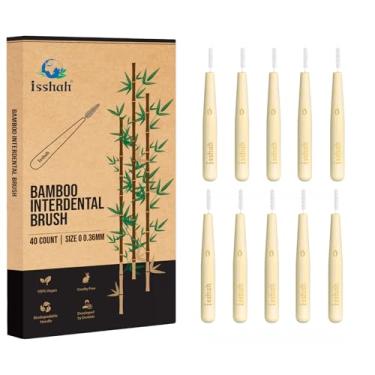 Imagem de Isshah Escovas interdentais de bambu, escova de limpeza profunda entre dentes, 40 unidades, tamanho 0, espaços pequenos