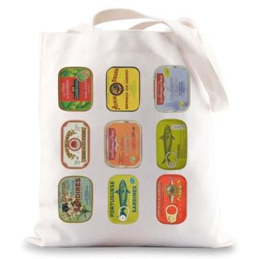 Imagem de JNIAP Sacola de sardinhas enlatadas, presente de peixe de lata de sardinha, presente de verão italiano, presente para amantes de sardinha, presente para amantes de sardinha, Tb de estanho de sardinha,