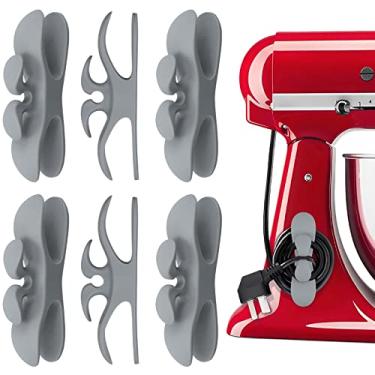 Imagem de Organizador de cabos para eletrodomésticos, 6 peças de design atualizado para eletrodomésticos de cozinha com adesivo super pegajoso, organizador de cabos, batedeira de ar, panela de pressão, cafeteira