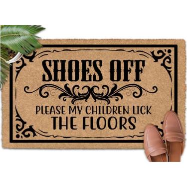 Imagem de Shflytu Shoes off Please My Children Lick The Floors 76.2 cm x 45.7 cm Greet Guests with Fall Door Mat Outdoor Front Door Mats Indoor Mats for Front Door Entry Small Rugs for Entryway