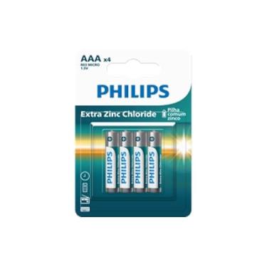 Imagem de Pilha Zinco AAA Philips Bateria Carvão 3A Palito 4 unidades