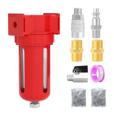 Imagem de MEANLIN Sistema de secagem dessecante de ar comprimido NPT de 9,5 cm, para ar seco, ar comprimido, cortador de plasma e spray de tinta com saco de carvão ativado