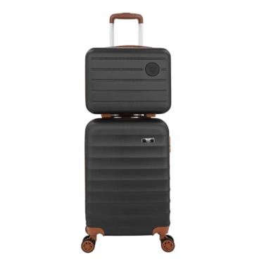 Imagem de Kit Falcon Line Mala De Viagem ABS com Frasqueira Bordo Mão Pequena 10kg Abs Cadeado Com Frasqueira Padrão ANAC com 4 Rodas duplas 360° Cadeado Anti Furto | Conjunto Mala Falcon line com Frasqueira