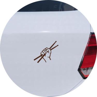 Imagem de Adesivo de Carro Baquetas ao Ar Bateria Percussão - Cor Marrom - Melho