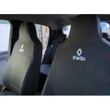 Imagem de kit capa para banco automotivo em couro preto para renault kwid 2019 -