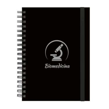 Imagem de Caderno Colegial Plus 12 Matérias Profissões Biomedicina (Preto e Prata)