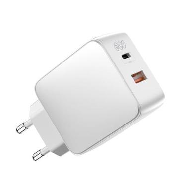 Imagem de Carregador QCY Turbo GaN 65W 2 Portas USB-A + Tipo-C  , Branco