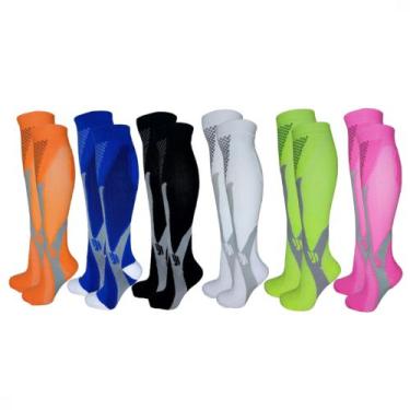 Imagem de Meia De Compressão Cano Alto 3/4 Corrida Ciclismo Circulação Esportiva