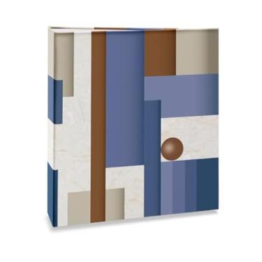 Imagem de Álbum de fotos Ical, encadernação tradicional, para 500 fotos 10x15cm - envelope plástico transparente - linha Formas - modelo geométrico - azul e marrom - 350