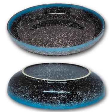 Imagem de Tigela Bowl Cerâmica Rasa Prato Fundo Azul Escuro Decorativo Luxo Desi