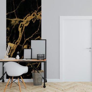 Imagem de Papel de Parede Painel 3D Mármore preto Fio Ouro 1M  Revestimento Pedr