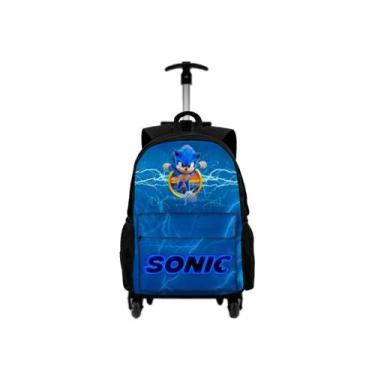 Imagem de Mochila Bolsa Com Carrinho Rodinha De Mão Puxar Infantil Criança Perso