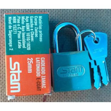 Imagem de Cadeado Chave Zamac Latonado STAM 20 / 25 / 30 / 35 / 40 / 45, 20mm 