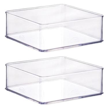 Imagem de Organizador de plástico acrílico 14,6 x 14,6 x 5,45 cm H1 2 unidades P