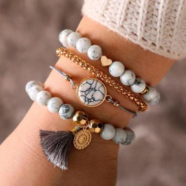 Imagem de Pulseiras Feminina K Pop Bts Bracelete Dourado Banda Moda Cz - anjo da