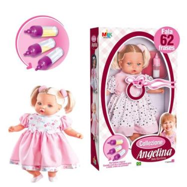Imagem de Baby Loira Tipo Reborn 62 Frases + Mamadeira Com Leite Falso - Milk Br