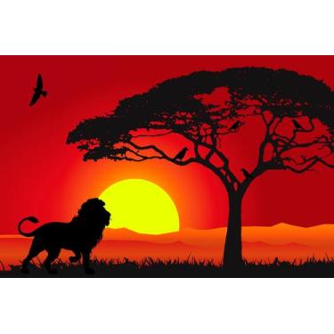 Imagem de Painel de Lona Safári Por do Sol Deslumbrante - Fabrika de Festa, 200x