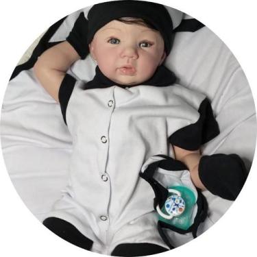 Imagem de Bebe Reborn Menino Pandinha Realista Com Enxoval - Mundo Azul e Rosa