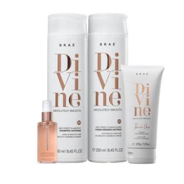 Imagem de Kit Divine Shamp, Cond, Leave-in + Shine Oil Revival BRAÉ