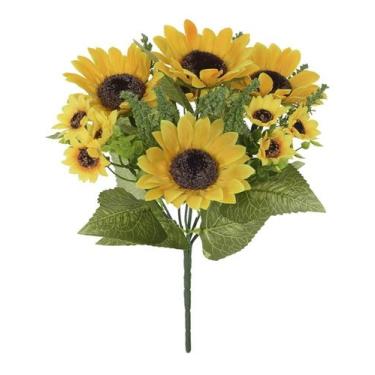 Imagem de BUQUE DE FLORES GIRASSOL X13 AMARELO 30cm - Flor Arte