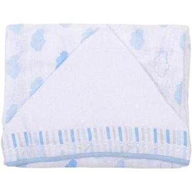 Imagem de Toalha De Fralda Chevron Com Capuz Azul - Baby Joy