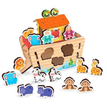 Imagem de Brinquedo De Montar A Arca De Noé Em Madeira Reflorestada Infantil 34 