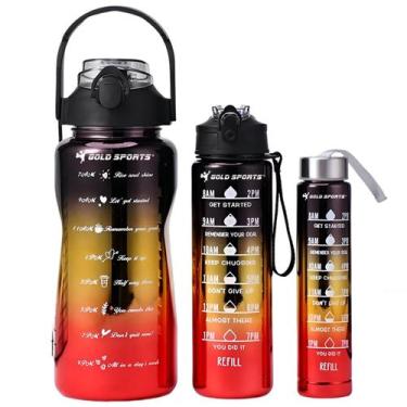 Imagem de Kit 3 Garrafas Squeeze Plástica Gold Sports Degrade  Adesivos BPA-FREE