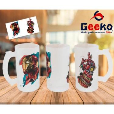 Imagem de Caneca de Chopp Homem de Ferro Iron Man Geeko, Jateada, 500ml