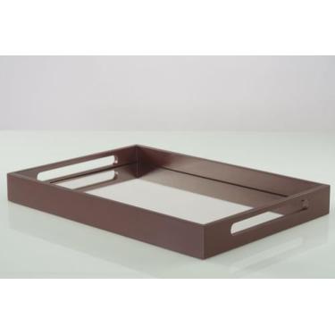 Imagem de Bandeja em MDF com espelho e puxador vazado - Portal Decor, Rose Gold
