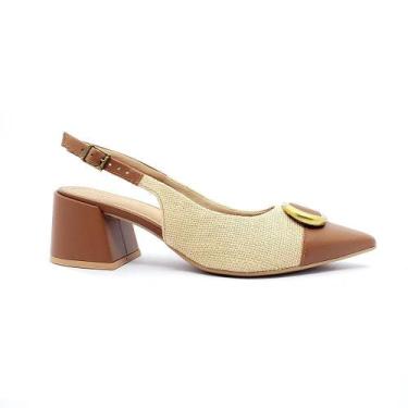 Imagem de Sapato Slingback Usaflex Feminino AK0204, 37, Canela