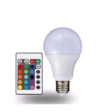Imagem de Lampada Bulbo Led Rgb 5w mais Controle Remoto E27 Bivolt - inportada