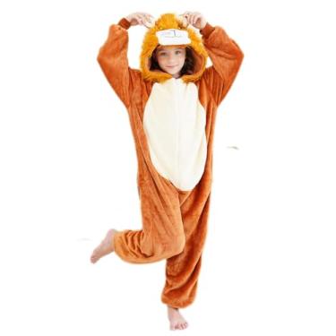 Imagem de ZephyrPourset Pijama infantil de animal para Halloween, cosplay, fantasia, roupa de dormir de uma peça, Leão, 10-12 Anos