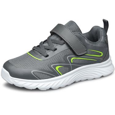 Imagem de AMANSSE Sapatos para meninos e meninas tênis infantil atlético corrida escolar para bebê/criança pequena/criança grande, Cinza escuro, 1 Little Kid