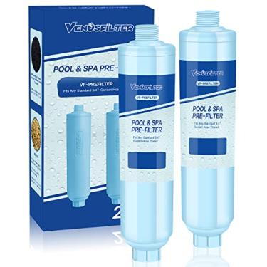 Imagem de Filtro de mangueira de jardim para enchimento de banheira de hidromassagem, piscina, spa, reduz bastante sedimentos, cloro, metais pesados e odores, rosca de mangueira de jardim padrão de 1,9 cm (pacote com 2)