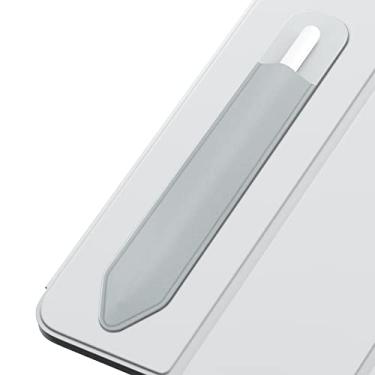 Imagem de MoKo Estojo de lápis adesivo para Apple Pencil 1ª e 2ª geração, estojo elástico para lápis, couro de poliuretano, capa adesiva para iPad 8ª geração 2020/7ª geração 10.2/iPad Air 4ª geração/iPad Pro 11 e 12.9 2021/2020, cinza prateado