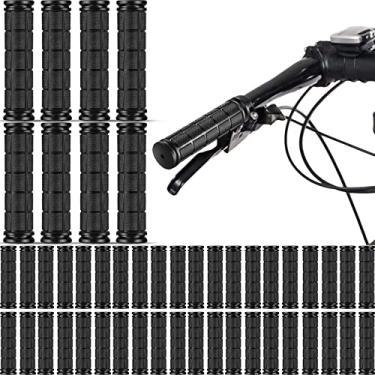 Imagem de 48 Pegadores de guidão de bicicleta de borracha antiderrapante para guidão de bicicleta pretos de substituição para cadeira de rodas de triciclo Mountain Bike BMX MTB (estilo listrado)