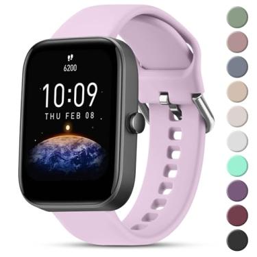 Imagem de Vanjua Pulseiras para Amazfit Bip 3 / Bip 3 Pro / Bip 3 Pro / Bip / Bip Lite / Bip S / Bip S lite / Bip U, pulseira de substituição de silicone macio de liberação rápida de 20 mm para Amazfit GTR mini